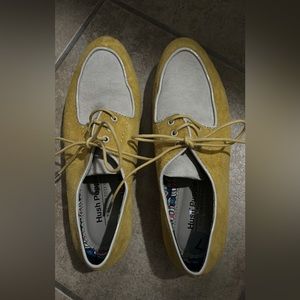 Yellow and beige color shoes